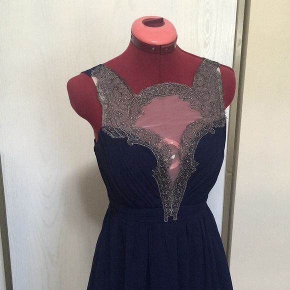 Little Mistress navy blue lace dress Size US 4 - Picture 2 of 6